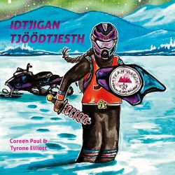 Illustrasjon av en jente i dypsneesn ved siden av en skuter, og med premie i  hånden.