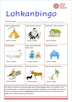 bingobrett med ni forskjelllige figurer som barn skal lese om.