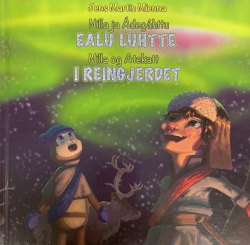 Omslag av barnebok med tegning av en glad gutt, en apekatt og en rein i bakgrunnen.