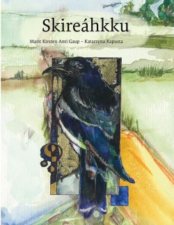Bokomslag av boka Skireáhkku med tegning av en skjære.