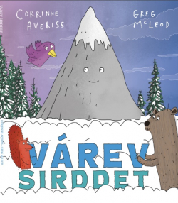 Bokomslag av boka Várev sirddet med bilde av et fjell, en fugl og andre dyr.